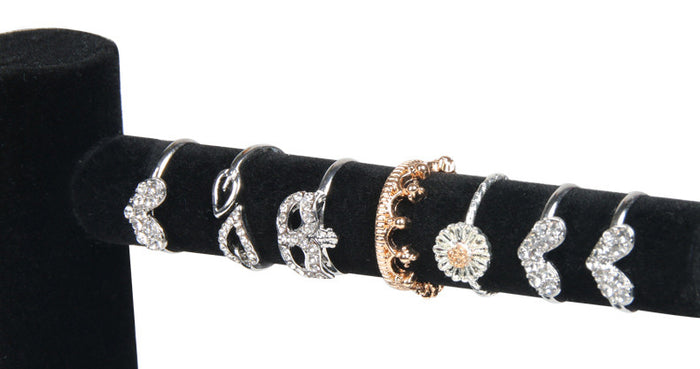 2 Tier Black Velvet Earring and Ring Jewelry Display