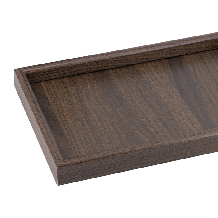 3-Piece Walnut Wood-Grain Finish MDF Serving Tray Set