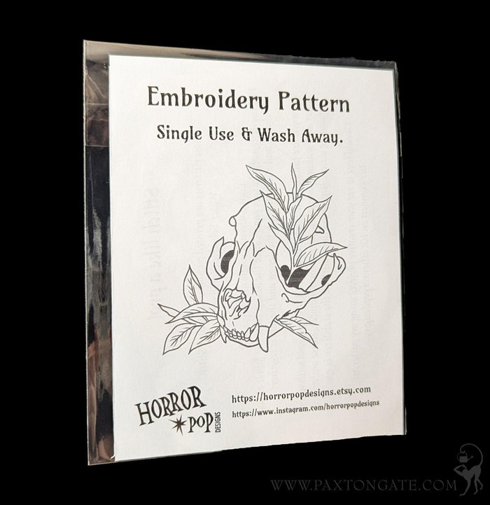 Cat Skull Embroidery Pattern-Decor-HorrorPop-PaxtonGate