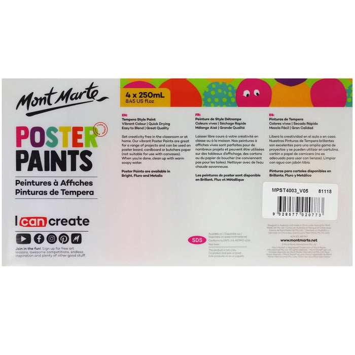 Poster Paint 250ml 4pc (8.45 US fl.oz) - Metallic