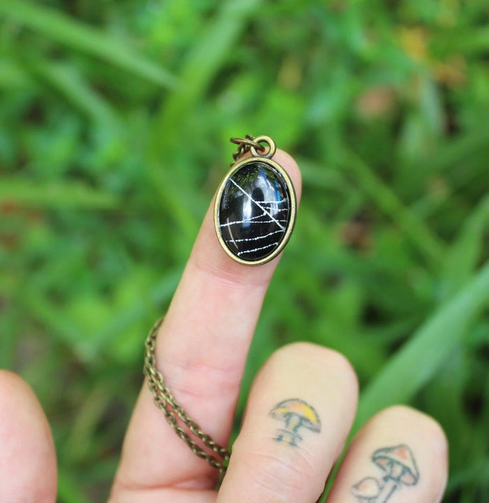 Preserved Spider Web Necklace-Necklaces-Kitty Bomb Curios-PaxtonGate