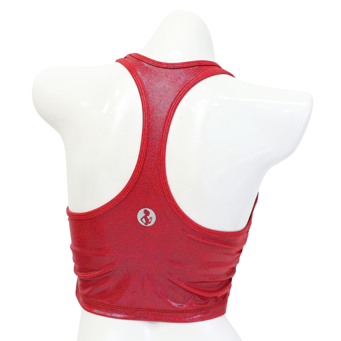 QS CL: Vinyl AFS Red Metallic Sports Bra- Large Angel Competition BikinisThe best NPC Competition Suits for the Bikini Division, Fit Model Division Suits, and bodybuilding suits.