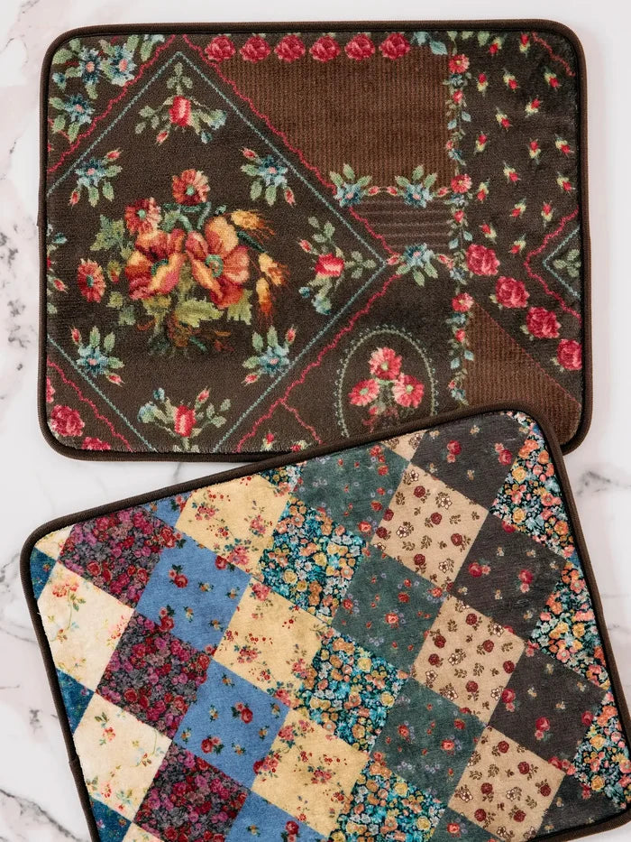 Reversible Dish Drying Mat - Crafted Bouquets Chocolate-view 2