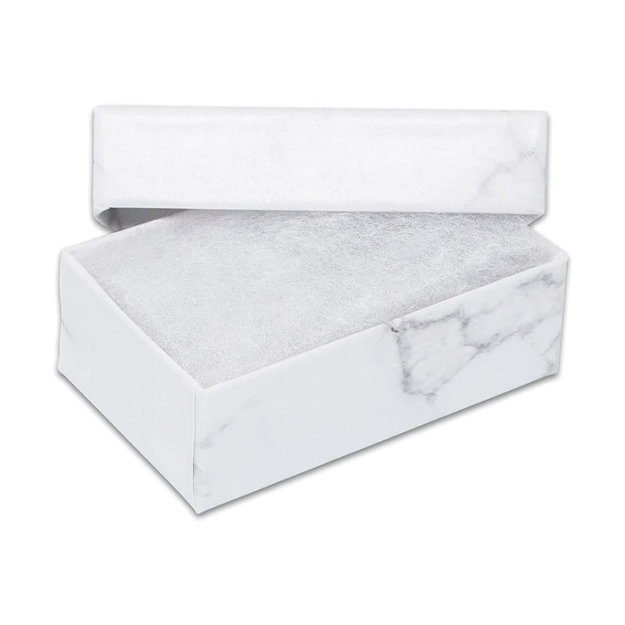 1 15/16" x 1 1/4" x 11/16" Marble White Cotton Filled Paper Box