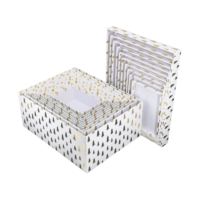 10-Piece Red Nested Gift Box Set with Santa Claus Ho Ho Ho Design