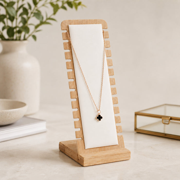 10 x 25cm White Leatherette Bamboo Necklace Jewelry Display