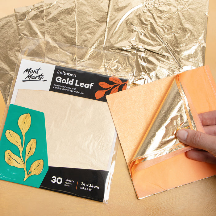 14 x 14cm Imitation Gold Leaf – Pack of 30