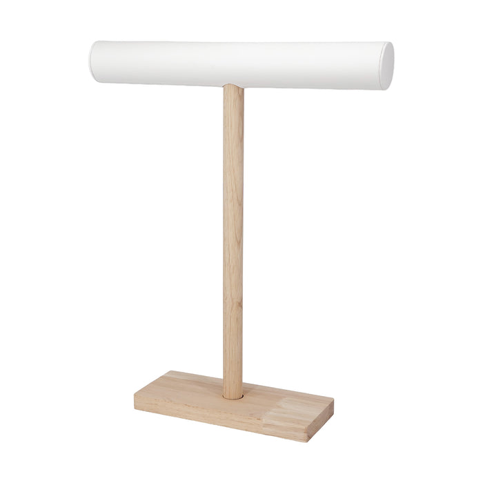 18" White Leatherette Wood T-Bar Jewelry Display