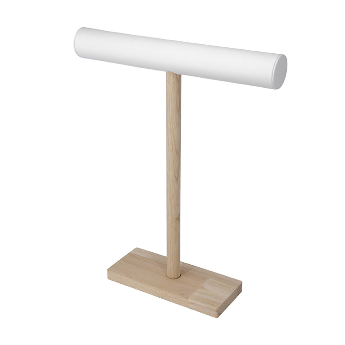 18" White Leatherette Wood T-Bar Jewelry Display