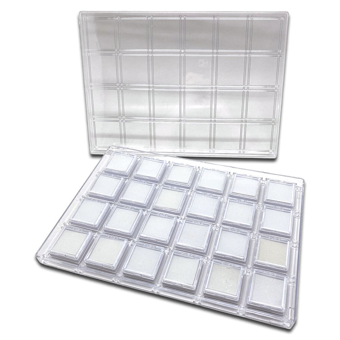 24 Clear Gemstone Boxes with Acrylic Case