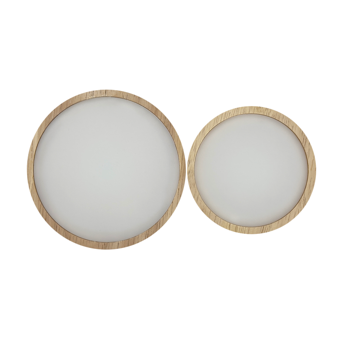 3 1/2" Round Wood Base White Diffused LED Light with Switch (2-Pack)
