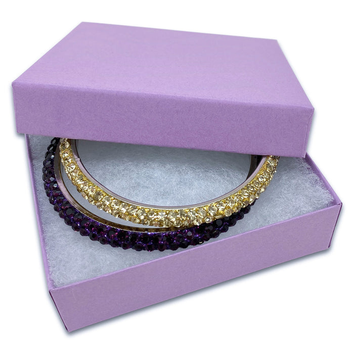 3 1/2" x 3 1/2" x 1" Matte Purple Cotton Filled Paper Box