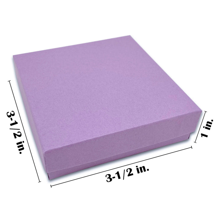 3 1/2" x 3 1/2" x 1" Matte Purple Cotton Filled Paper Box