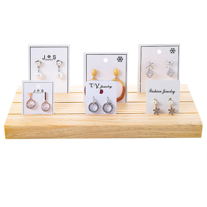 3 Row Natural Wood Earring Card Display Tray