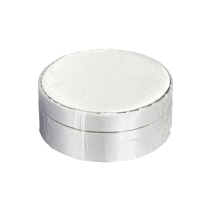 4 3/4" Round White Satin Bracelet Jewelry Box