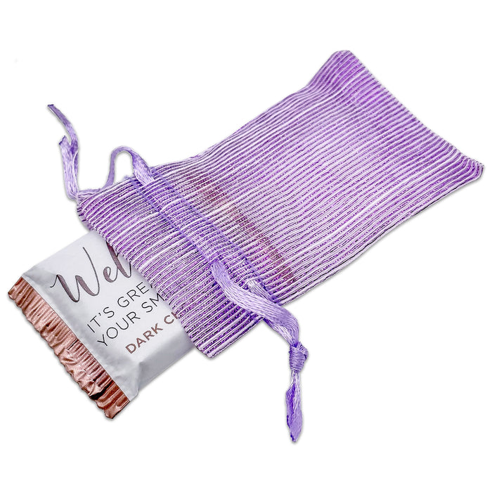 96-Pack Purple Striped Weave Organza Drawstring Pouch Gift Bags