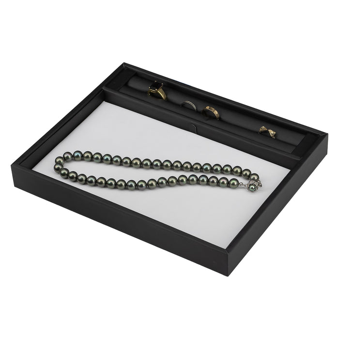 9.8" x 7.9" Black Linen Jewelry Display Tray with Reversible Display Pad