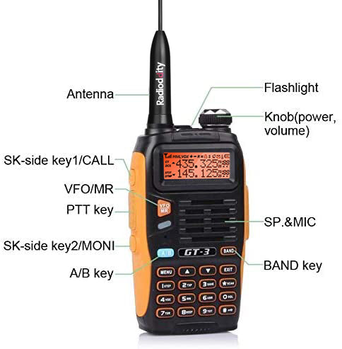 Baofeng GT-3 Mark II | Dual Band | 5W | Better Antenna | VOX | Flashlight | with Speaker - Radioddity