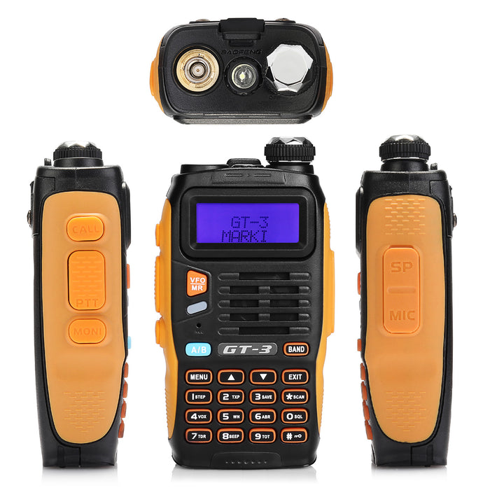 Baofeng GT-3 Mark II | Dual Band | 5W | Better Antenna | VOX | with Speaker & Cable - Radioddity