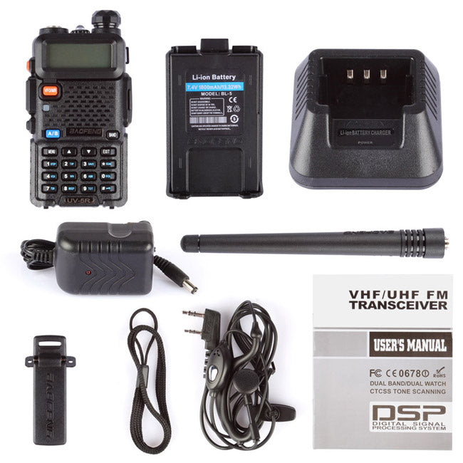 Baofeng UV-5R Two Way Radio + Extra Speaker Mic [DISCONTINUED] - Radioddity