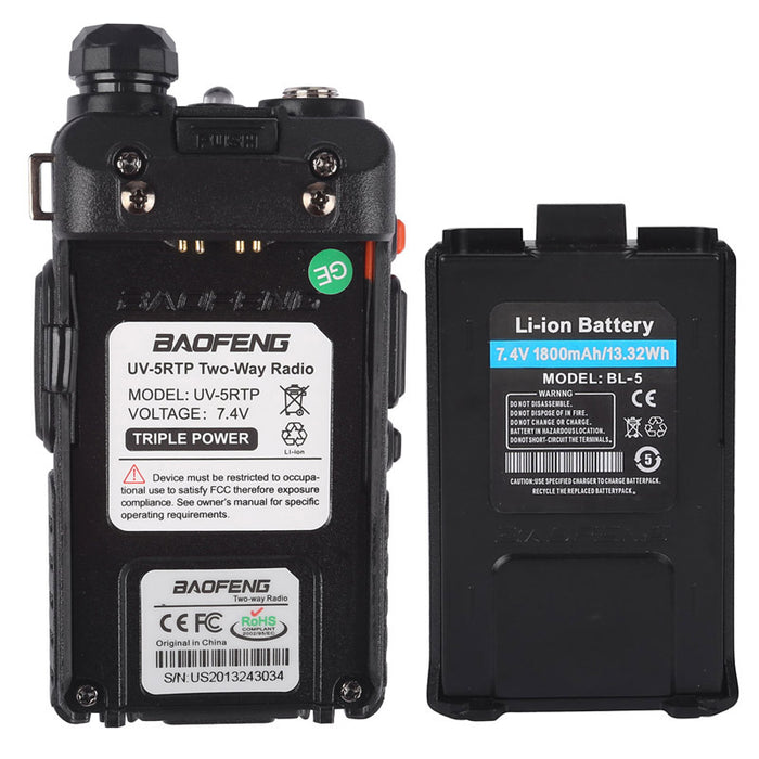 Baofeng UV-5RTP | Dual Band | 8W/4W/1W | Tri-power Two Way Radio | with Speaker [DISCONTINUED] - Radioddity
