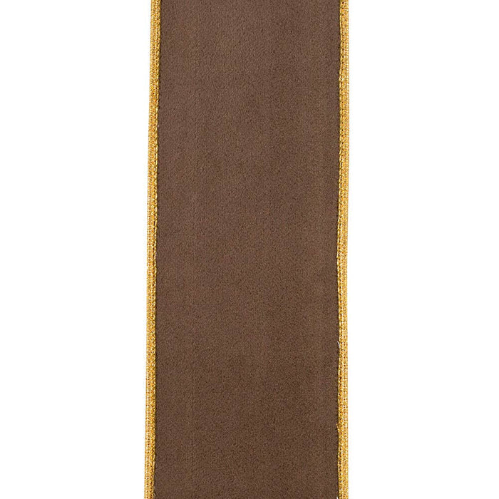 Brown & Gold Velvet Touch Deluxe Ribbon – 2.5" x 5 Yards
