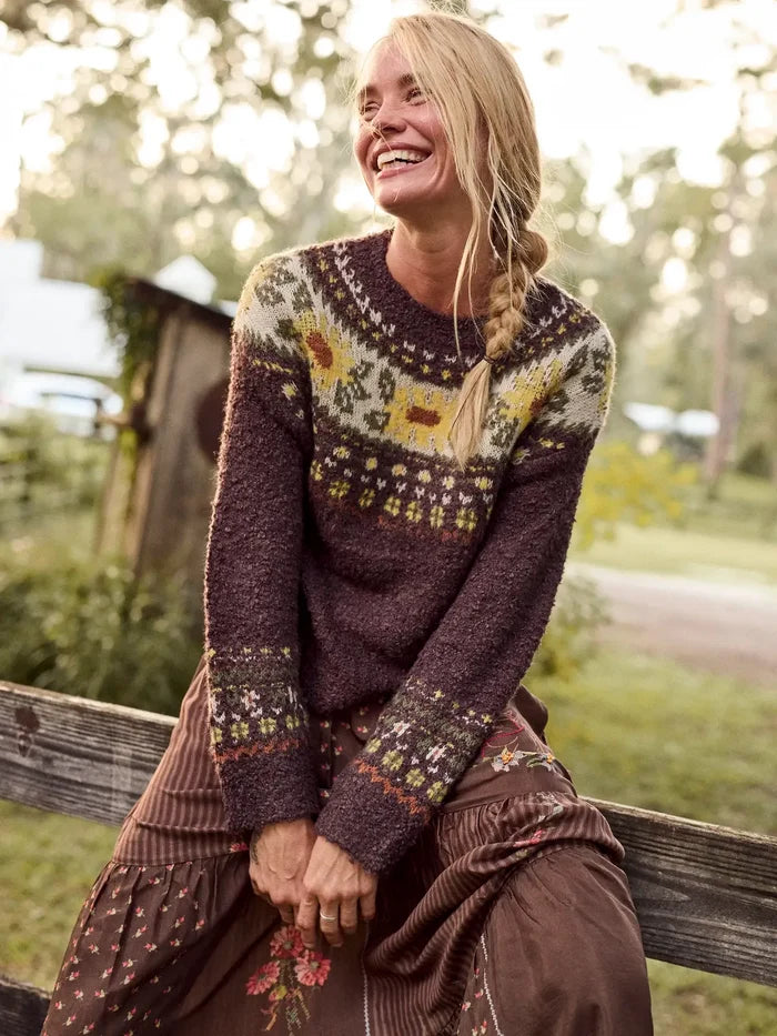 Everyone's Favorite Sweater - Espresso Sunflowers-view 2