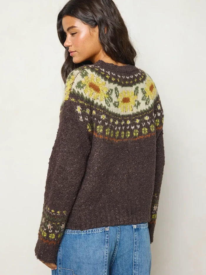 Everyone's Favorite Sweater - Espresso Sunflowers-view 5