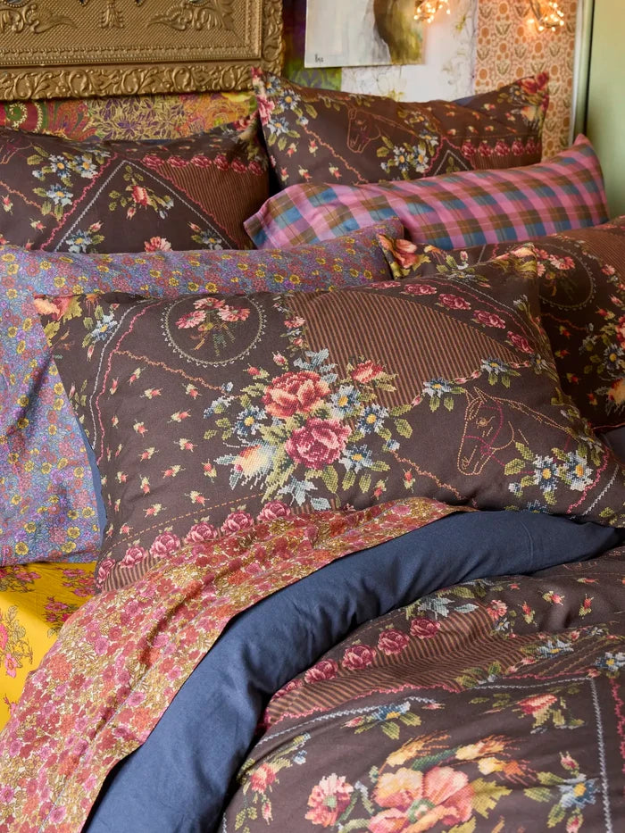 Catalina Cotton Duvet Cover - Crafted Bouquets Chocolate-view 3