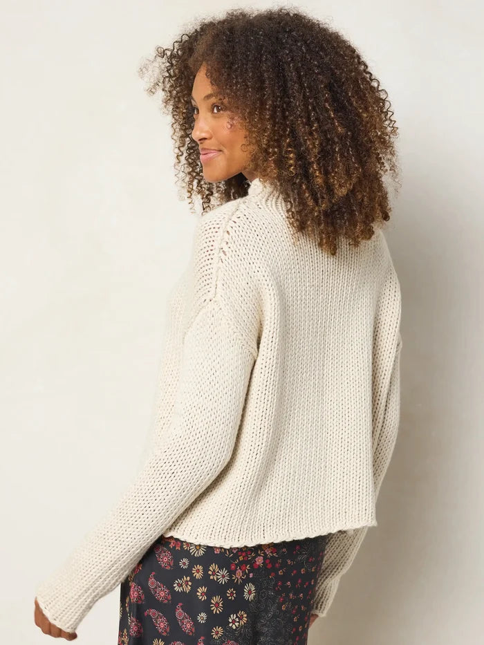 Chunky Knit Mockneck Sweater - Ivory-view 4
