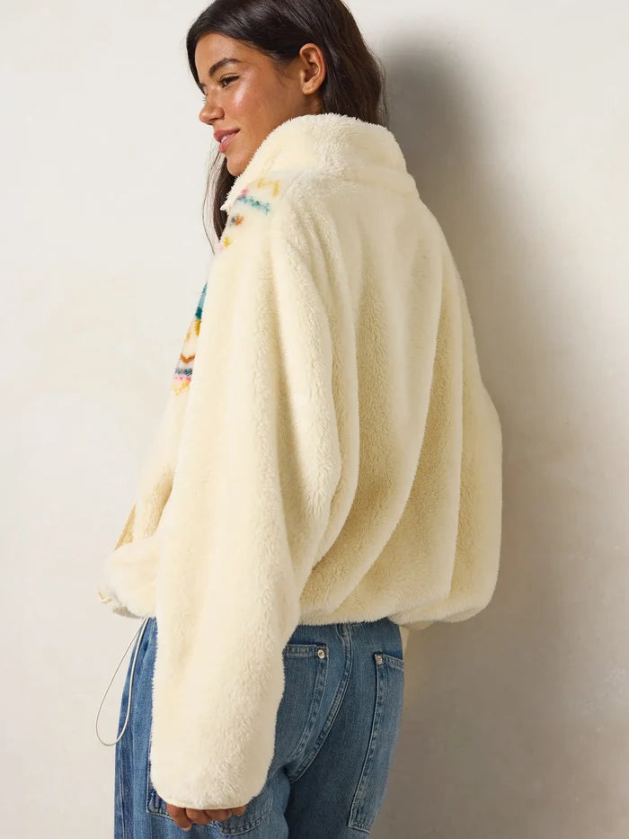 Coziest Quarter Zip Pullover Sweatshirt - Ivory Rose Fair Isle-view 4