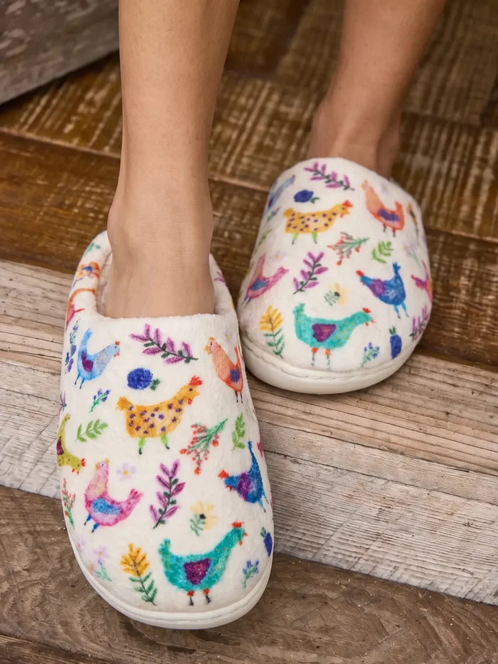 Cozy Sherpa Slippers - Chickens-view 1