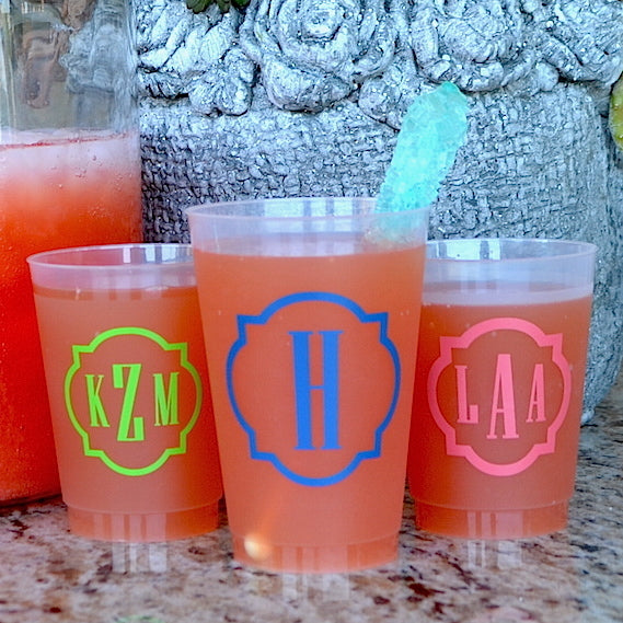 Custom Initials Frost Flex Plastic Cups