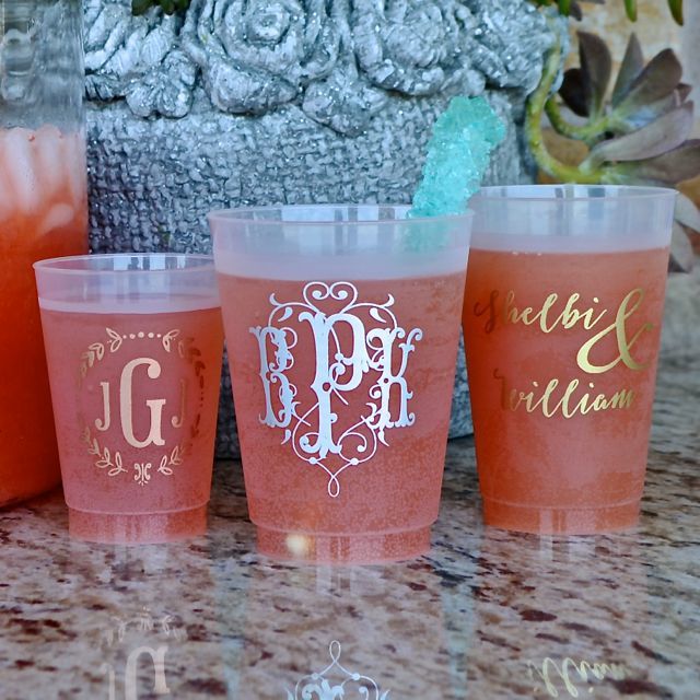 Custom Initials Frost Flex Plastic Cups