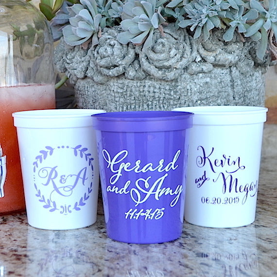 Custom Monogram Stadium Cups with Border