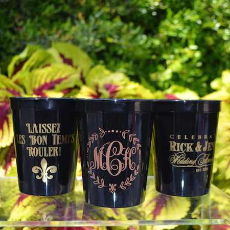 Custom Monogram Stadium Cups with Border