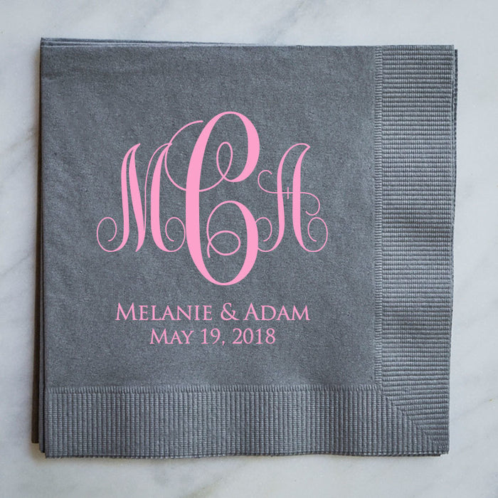 Custom Printed Large Monogram Napkins - 100