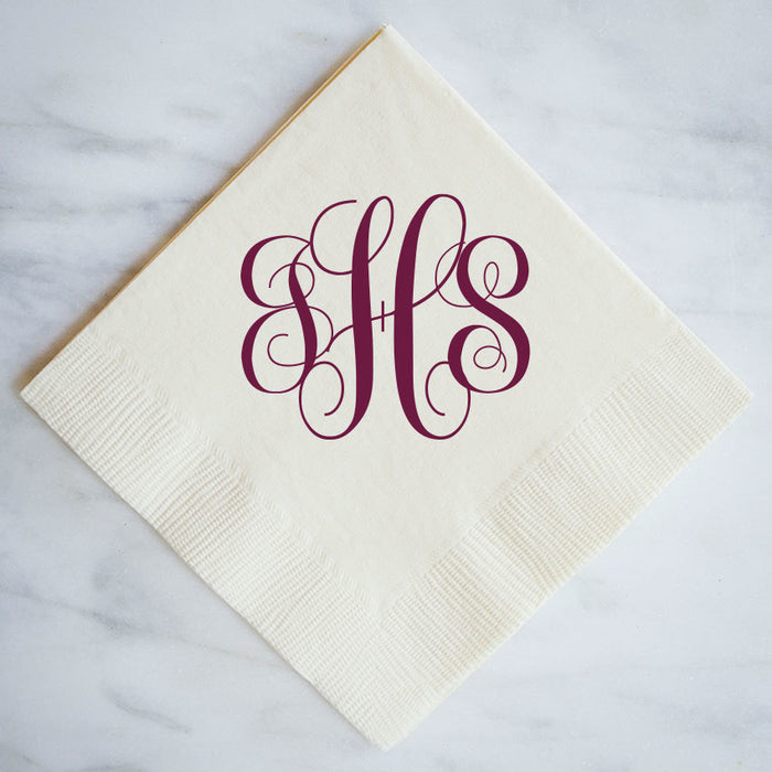 Custom Printed Large Monogram Napkins - 100