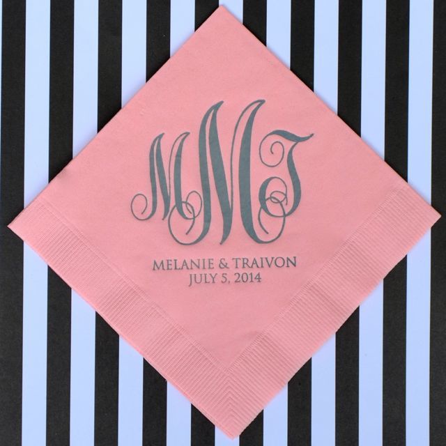 Custom Wedding Monogram Napkins - 100