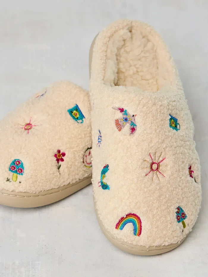 Embroidered Sherpa Slippers - Fave Little Things-view 1