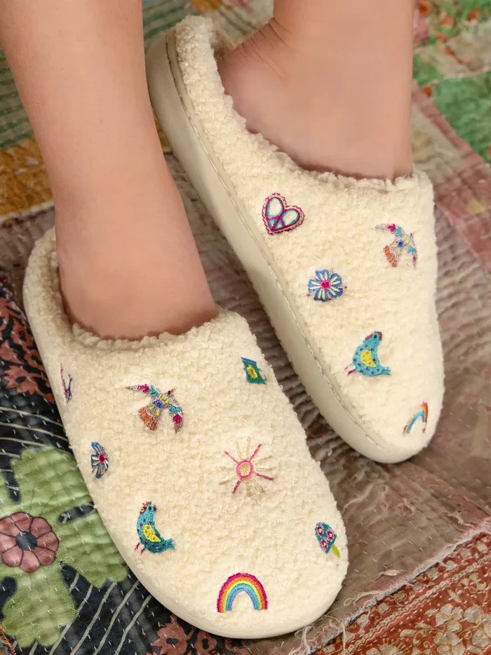Embroidered Sherpa Slippers - Fave Little Things-view 2