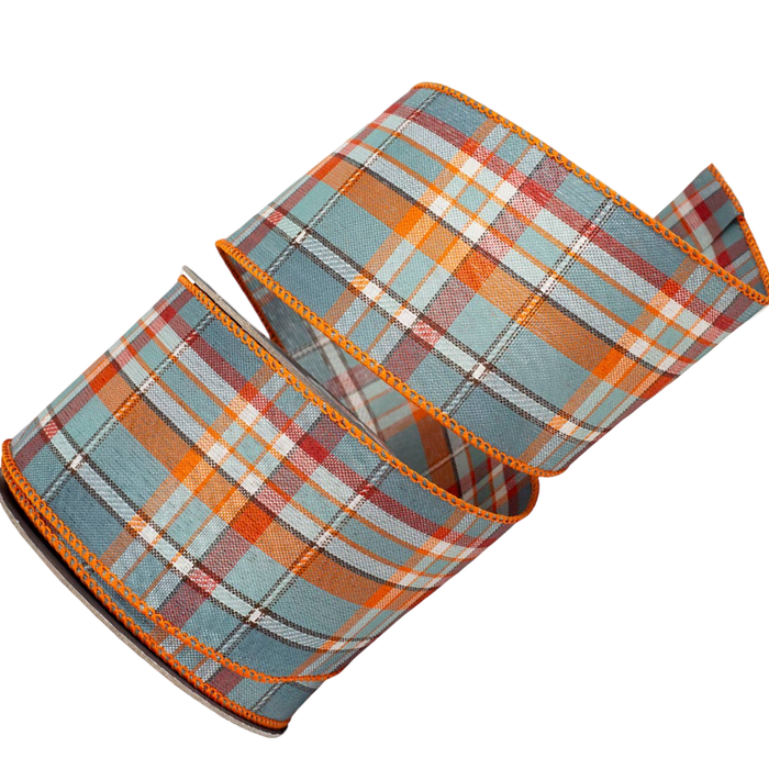 February Plaid Wired Edge Ribbon – Slate, 2.5" x 10 Yards