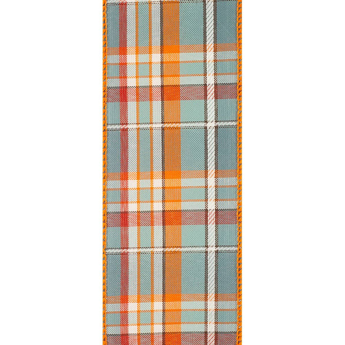 February Plaid Wired Edge Ribbon – Slate, 2.5" x 10 Yards