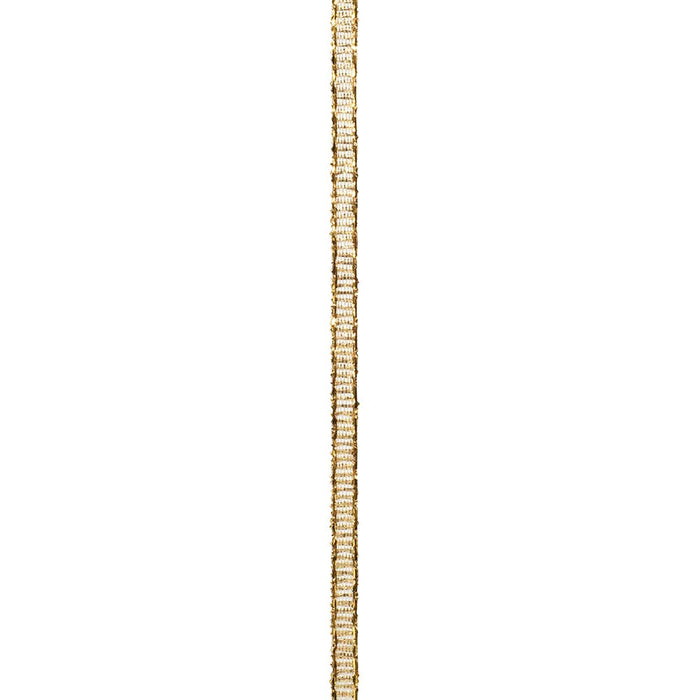 Extra-narrow gold metallic Glimmer ribbon shown vertically against a white background.