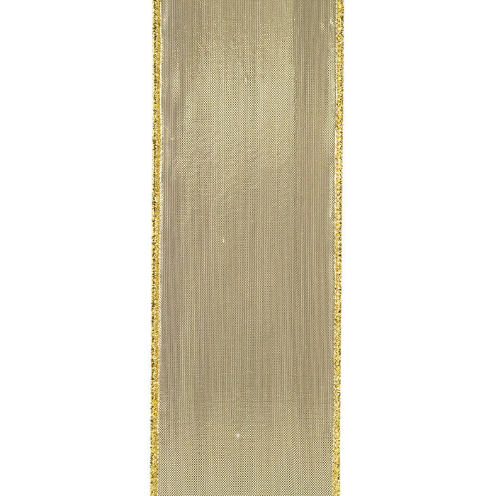 Ivory Velvet Ribbon with Metallic Gold Backing | 2.5”