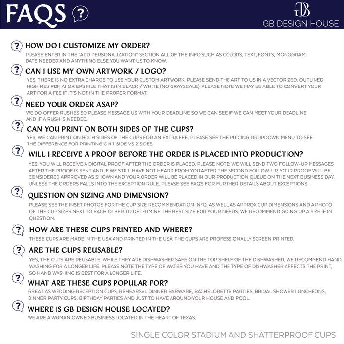 The image is a single color stadium and shatterproof cups.