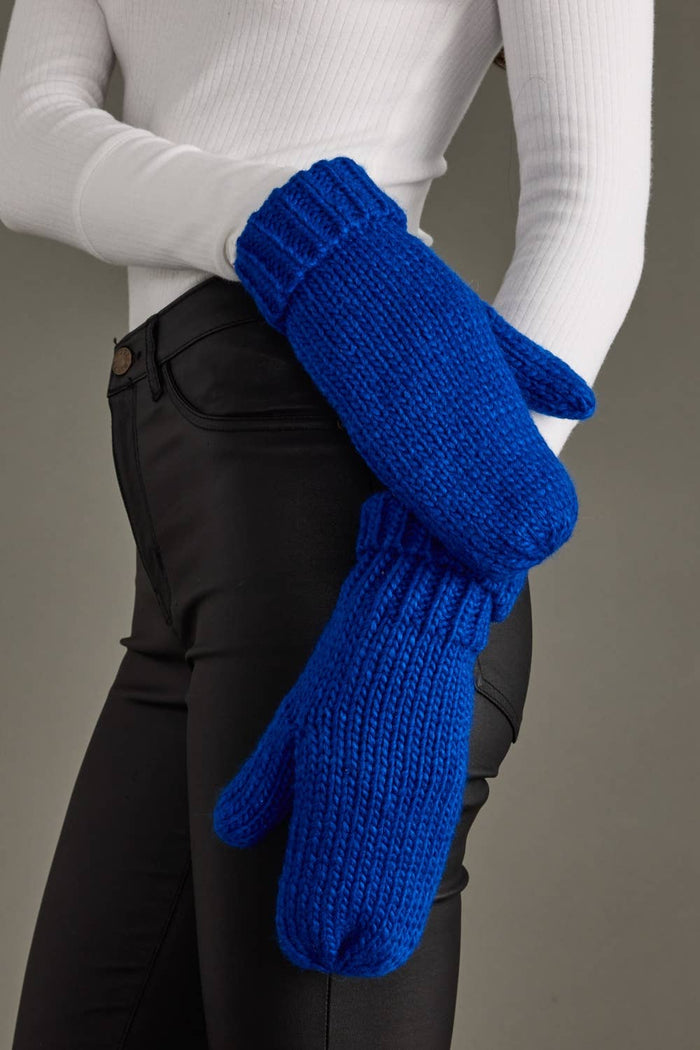 Mittens-Royal Blue Cuffed Knit