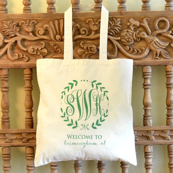 Monogrammed Canvas Wedding Tote Bag - $7.50+