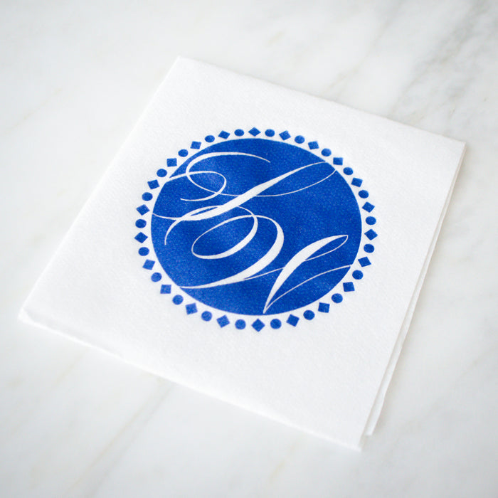 Monogrammed White Linen-Like Napkins