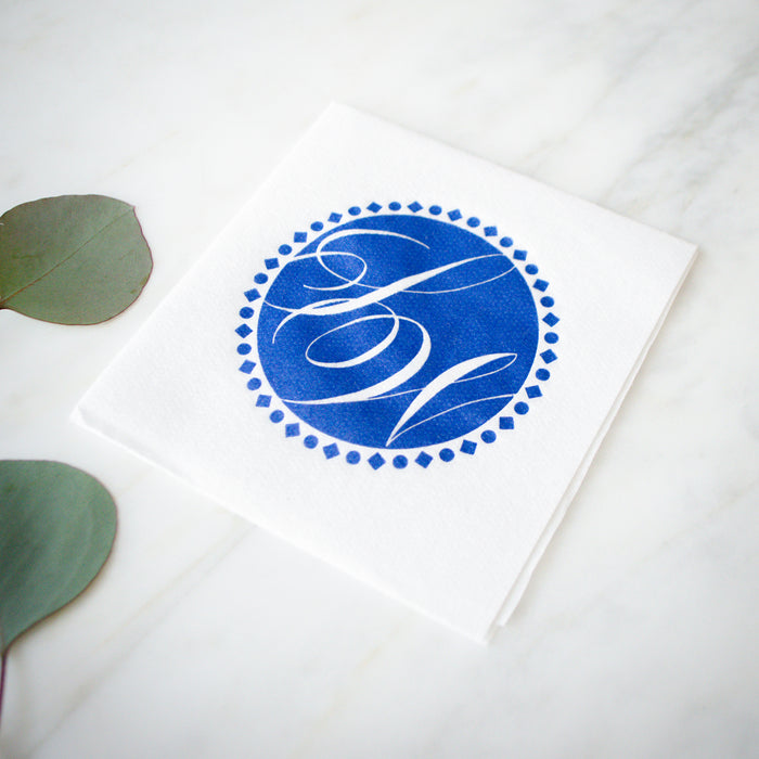 Monogrammed White Linen-Like Napkins